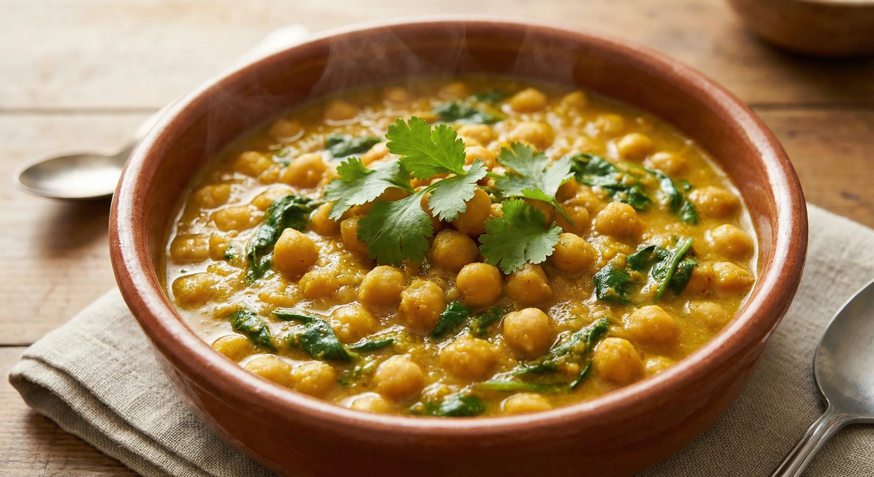 Curry de garbanzos y espinacas