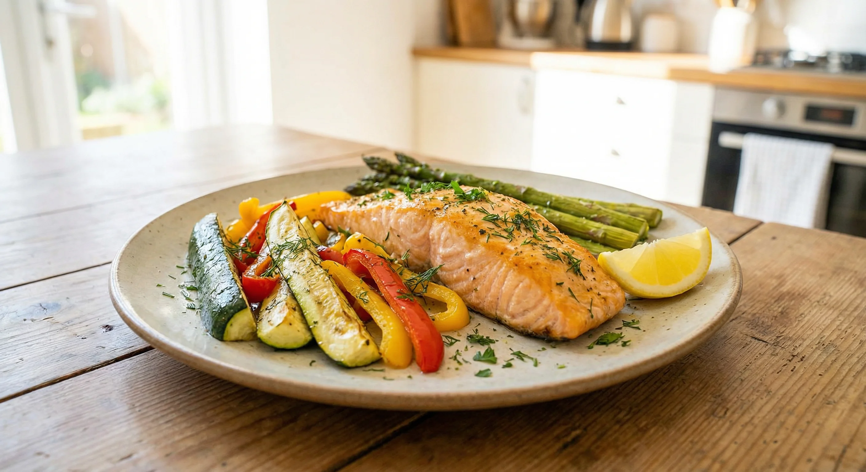 Salmón al horno con verduras